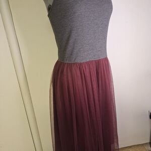 Hem & Thread Gray and Purple A-Line Skirt